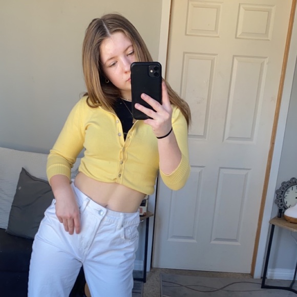 Yellow cropped cardigan - Picture 11 of 11